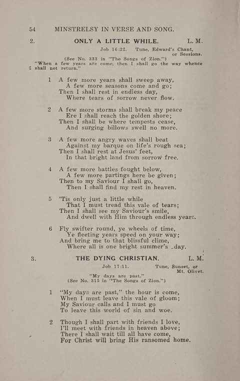 Minstrelsy In Verse and Song: Being a collection of Original Psalms, Hymns and Poems for the Home, covering a period of more than fifty years in their production page 54