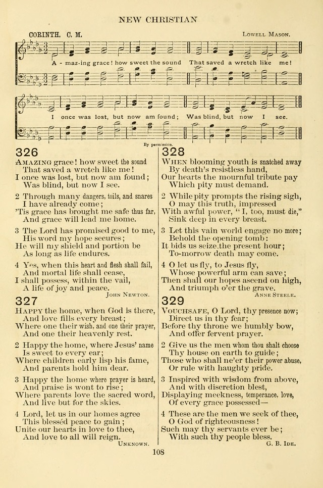 New Christian Hymn and Tune Book page 108