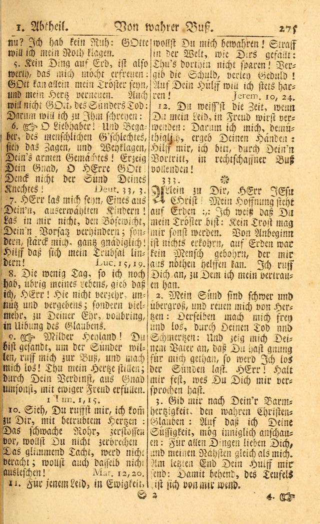 Neu-Eingerichtetes Gesang-Buch in Sich Haltend eine Sammlung (mehrentheils alter) Schöner lehr-reicher underbailicher Lieder... page 275