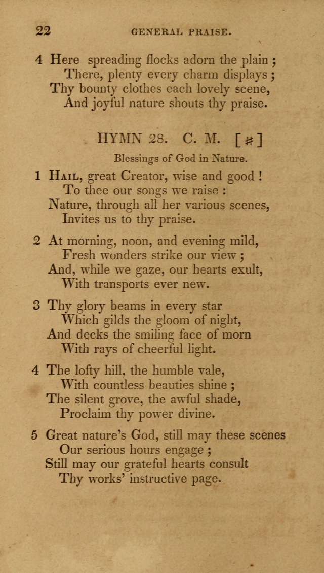 The New Hymn Book, Designed for Universalist Societies: compiled from approved authors, with variations and additions (9th ed.) page 22
