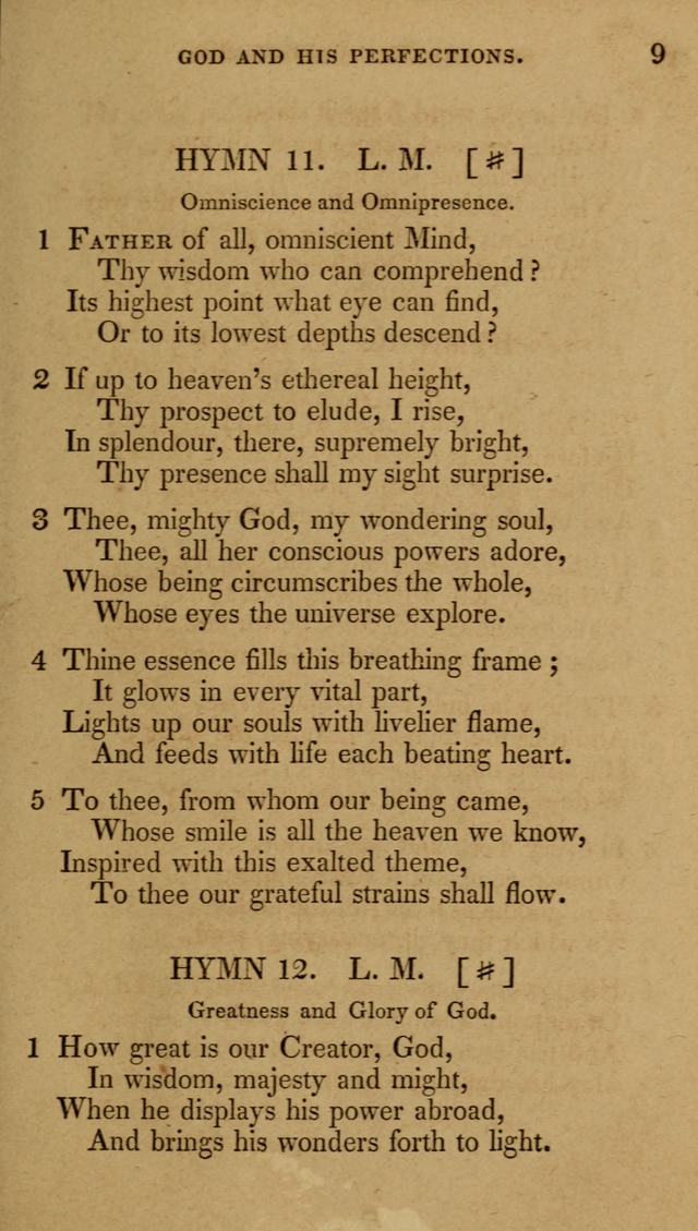 The New Hymn Book, Designed for Universalist Societies: compiled from approved authors, with variations and additions (9th ed.) page 9