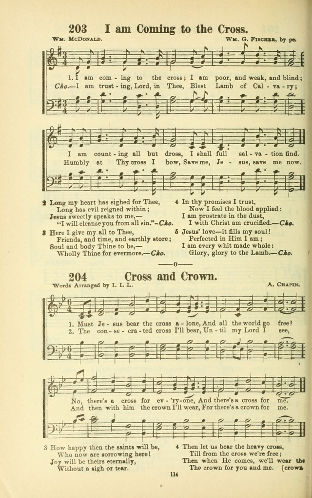 The New Jubilee Harp: or Christian hymns and songs. a new collection of hymns and tunes for public and social worship (With supplement) page 114