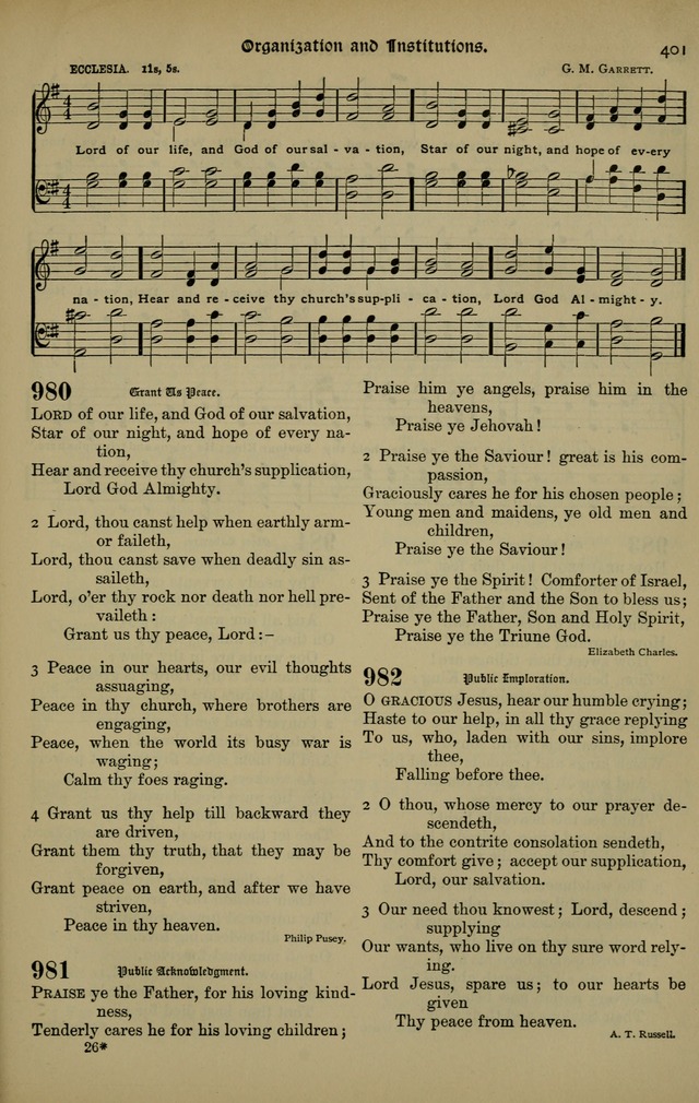 The New Laudes Domini: a selection of spiritual songs, ancient and modern for use in Baptist churches page 401