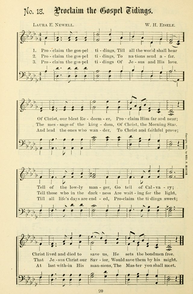 The New Song: for the Sunday school, societies of Christian Endeavor, and other religious exercises page 20