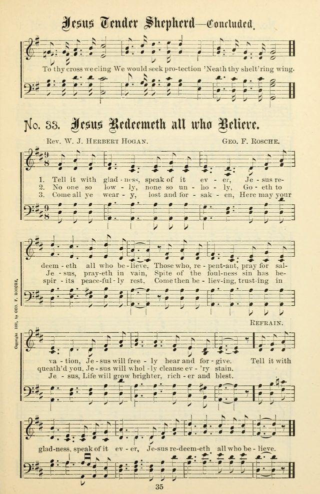 The New Song: for the Sunday school, societies of Christian Endeavor, and other religious exercises page 35