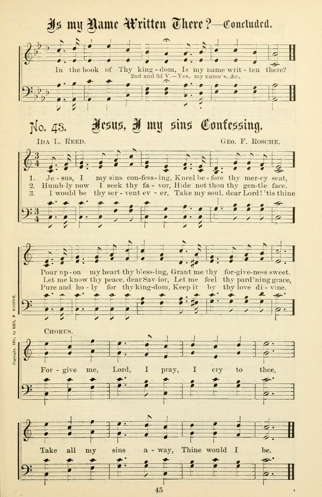 The New Song: for the Sunday school, societies of Christian Endeavor, and other religious exercises page 45