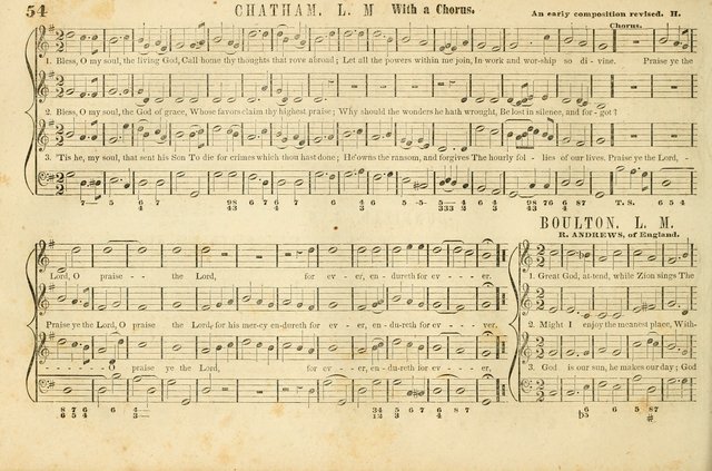 The New York Choralist: a new and copious collection of Psalm and hymn tunes adapted to all the various metres in general use with a large variety of anthems and set pieces page 54