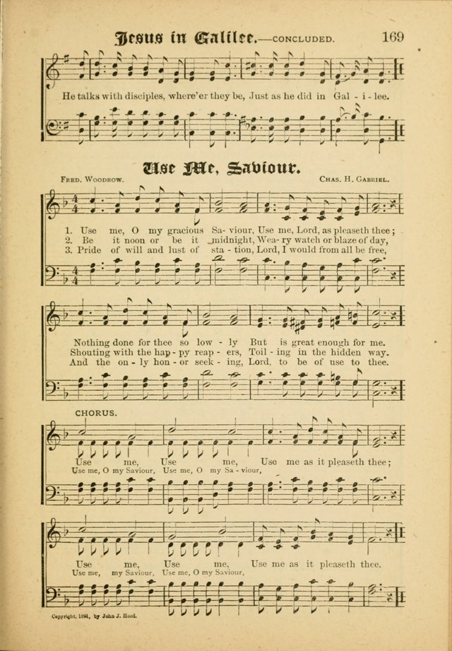 Our Praise in Song: a collection of hymns and sacred melodies, adapted for use by Sunday schools, Endeavor societies, Epworth Leagues, evangelists, pastors, choristers, etc. page 169