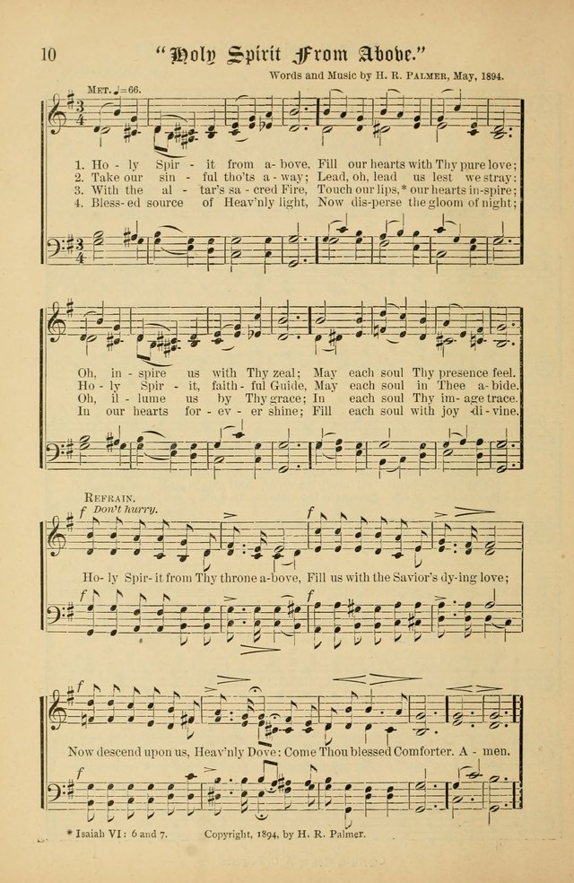 The Peacemaker: a collection of sacred songs and hymns for use in all services of the church, Sunday-school, home circle, and all kinds of evangelistic work page 10