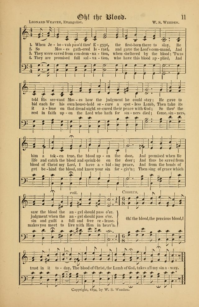 The Peacemaker: a collection of sacred songs and hymns for use in all services of the church, Sunday-school, home circle, and all kinds of evangelistic work page 11