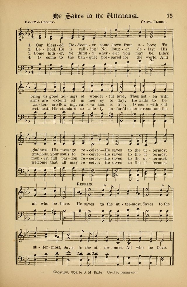 The Peacemaker: a collection of sacred songs and hymns for use in all services of the church, Sunday-school, home circle, and all kinds of evangelistic work page 73