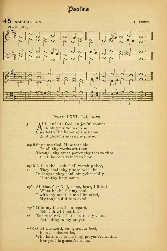 The Presbyterian Book of Praise: approved and commended by the General Assembly of the Presbyterian Church in Canada; With tunes; Part I. Selections from the Psalter. Part II. The Hymnal, rev, and en. page 45
