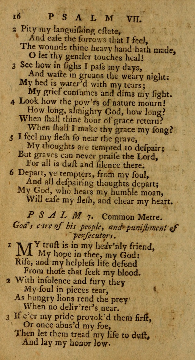 Psalms, carefully suited to the Christian worship in the United States of America: being an improvement of the old version of the Psalms of David ; allowed by the reverend Synod of New York and Philad page 16