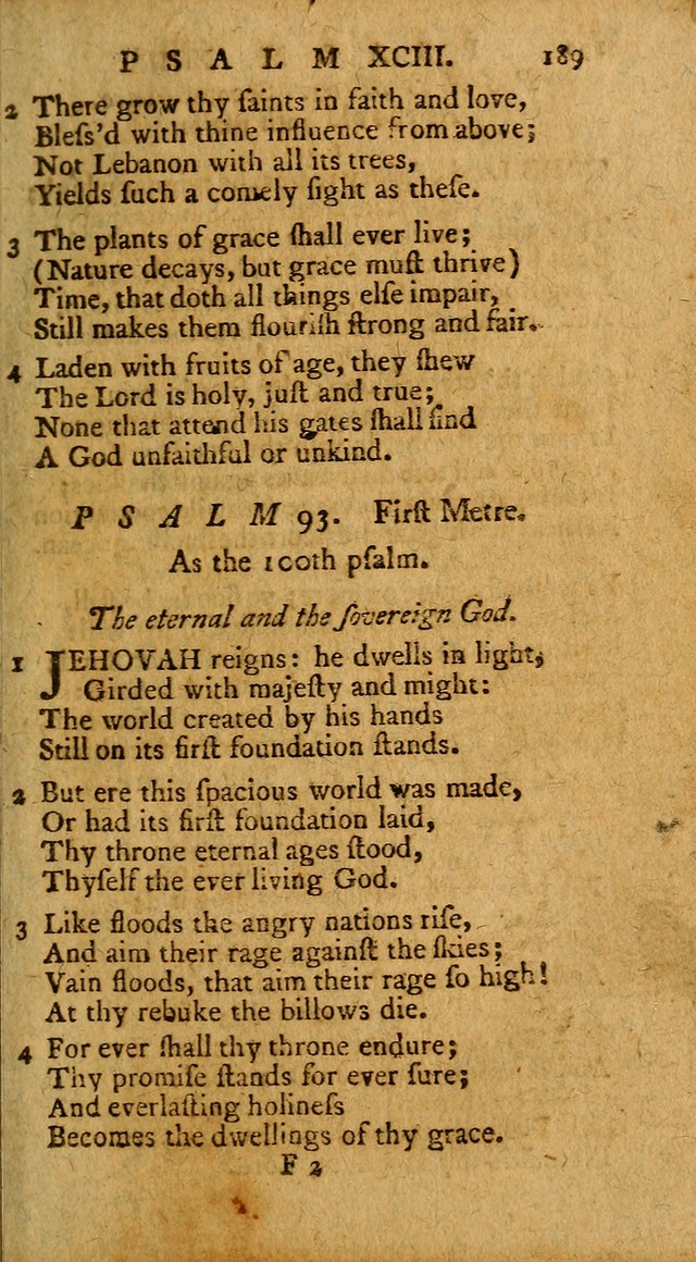 Psalms, carefully suited to the Christian worship in the United States of America: being an improvement of the old version of the Psalms of David ; allowed by the reverend Synod of New York and Philad page 189