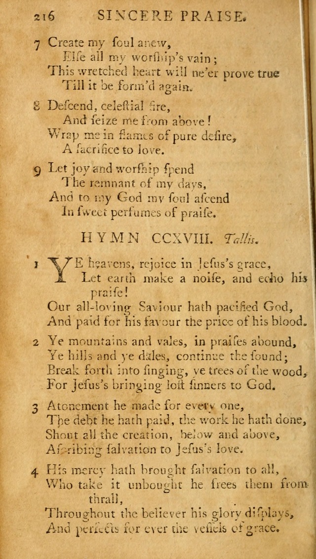 A Pocket hymn-book, designed as a constant companion for the pious: collected from various authors (11th ed.) page 216