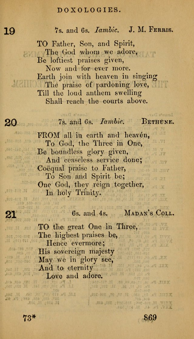 The Psalms and Hymns, with the Doctrinal Standards and Liturgy of the Reformed Protestant Dutch Church in North America page 877