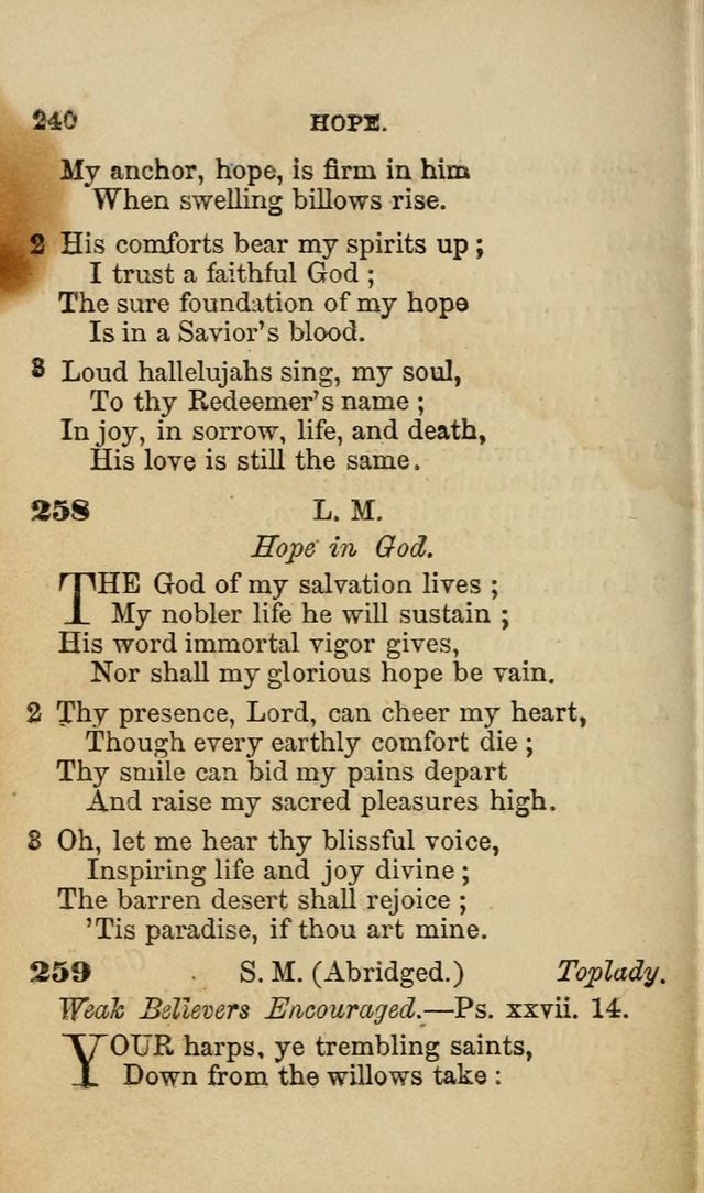 Pocket Hymns: original and selected. designed for the use of the regular Baptist church, and all who love our Lord Jesus Christ page 240