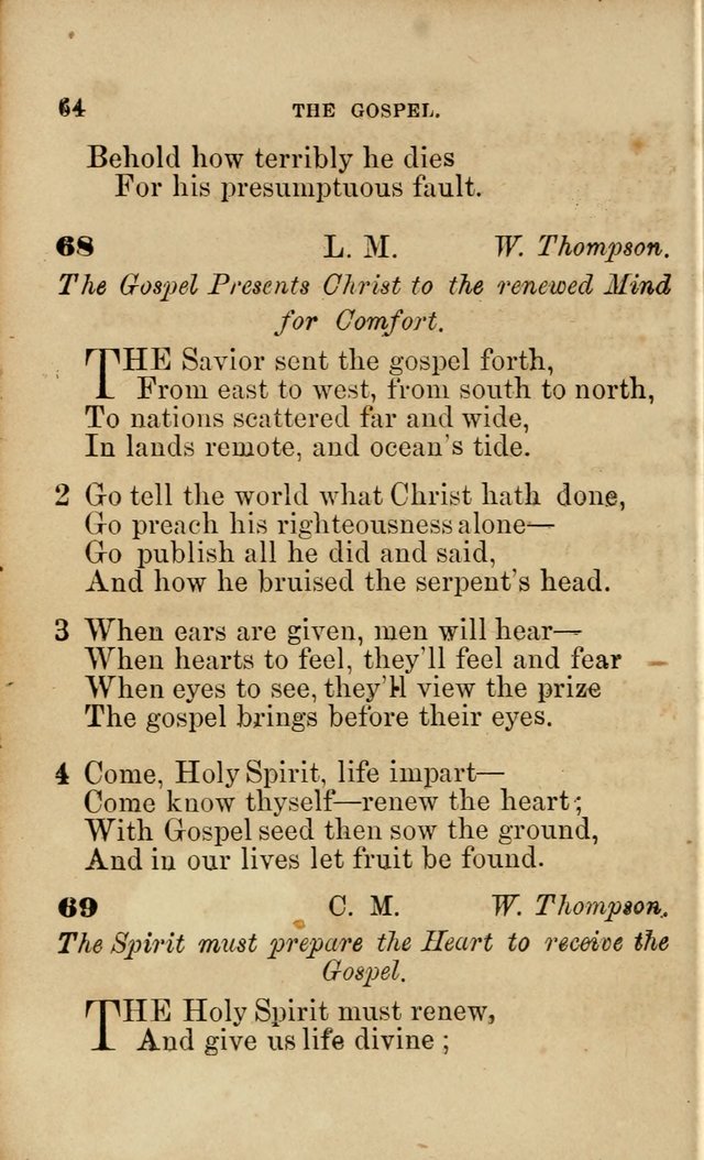 Pocket Hymns: original and selected. designed for the use of the regular Baptist church, and all who love our Lord Jesus Christ page 64