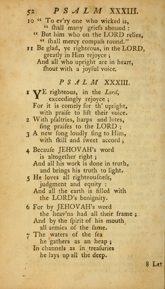 The Psalms, Hymns and Spiritual Songs of the Old and New Testament, faithully translated into English metre: being the New England Psalm Book (Rev. and Improved) page 52