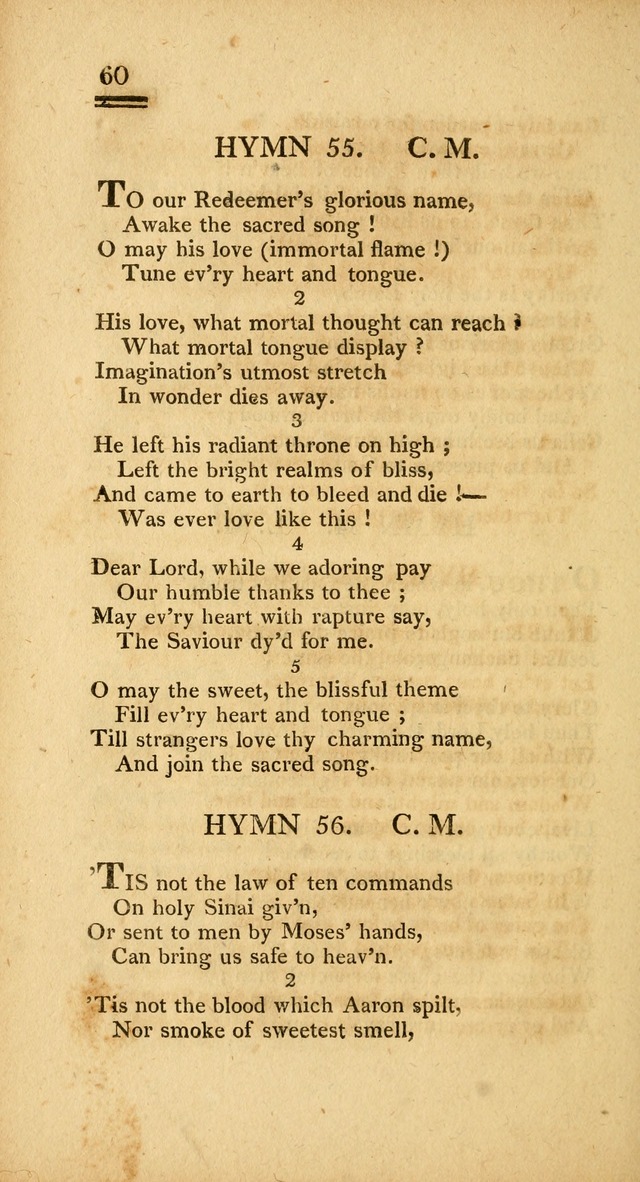 Psalms, Hymns and Spiritual Songs: selected and designed for the use of  the church universal, in public and private devotion; with an appendix, containing the original hymns omitted in the last ed. page 60