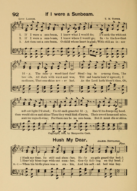 Primary Songs No. 2: for the primary class in the sabbath school and for use in the home, the kindergarten and day school page 92