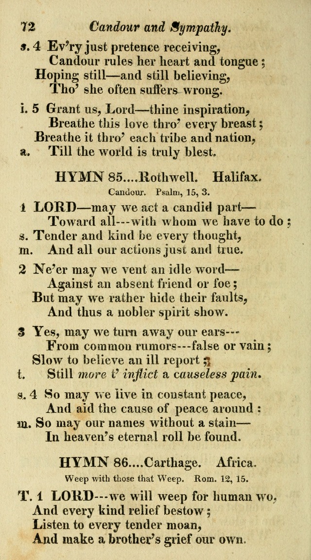 Regular Hymns: on a great variety of evangelical subjects and important occasions: with musical directions, for all the varieties of appropriate expression page 72