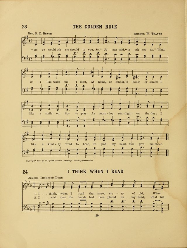Songs for Little People: for use in Sunday-School, the kindergarten and the home page 22