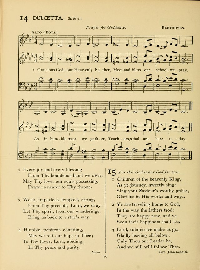 School and College Hymnal: a collection of hymns and of selections for responsive readings page 16