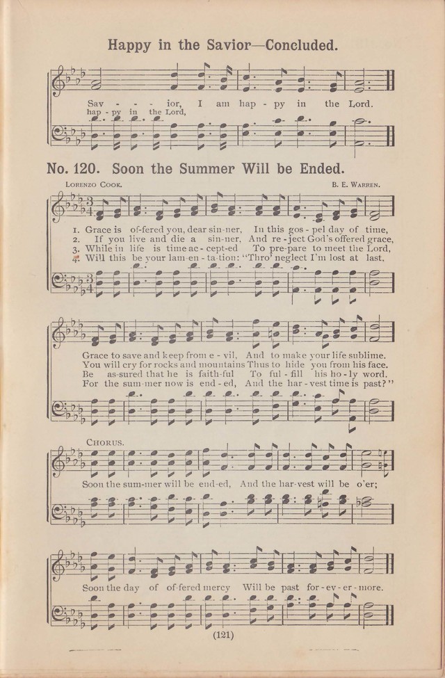 Salvation Echoes: a new collection of spiritual songs; hymning the tidings of full salvation page 121