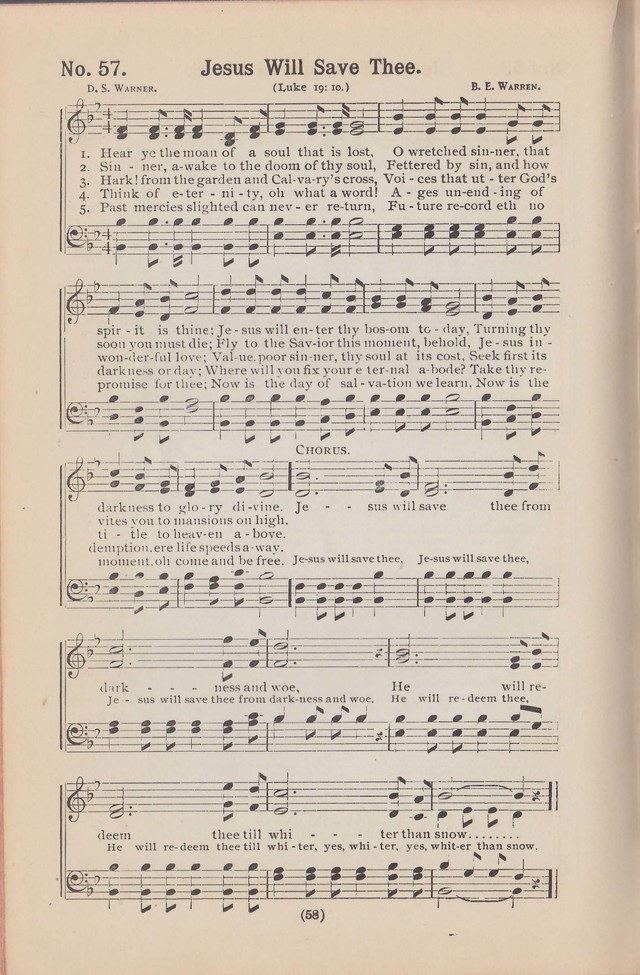 Salvation Echoes: a new collection of spiritual songs; hymning the tidings of full salvation page 58