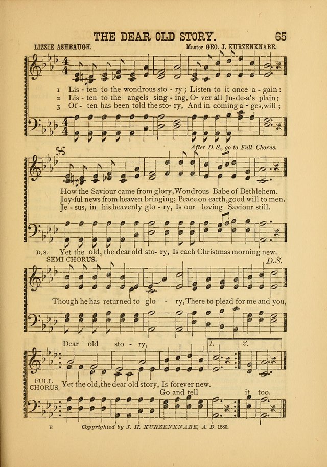 Silvery Echoes of Praise and Prayer: a collection of hymns and music, expecially adapted for children and youths in the primary and intermediate departments of the Sunday-school page 65