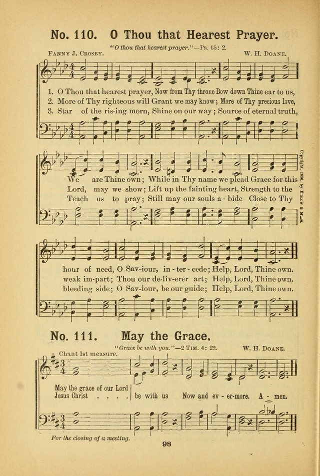 Select Gems: a choice collection of popular hymns and music for use in prayer meetings, the home and Sunday schools page 98