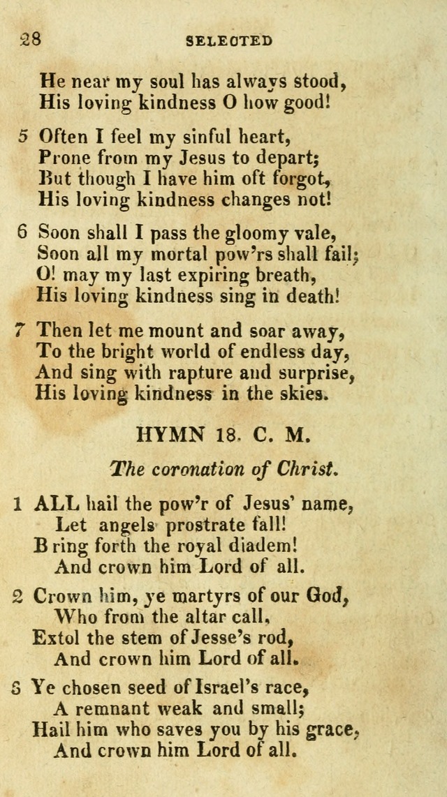 A Selection of Hymns, from the Best Authors 18. All hail the power of