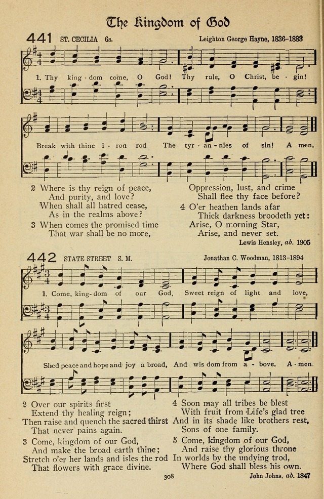 The Sanctuary Hymnal, published by Order of the General Conference of the United Brethren in Christ page 309