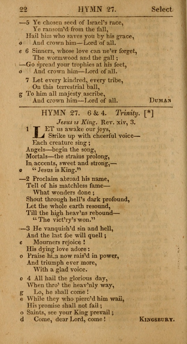 Select Hymns: the third part of Christian Psalmody; with directions for musical expression (Stereotype ed.) page 22