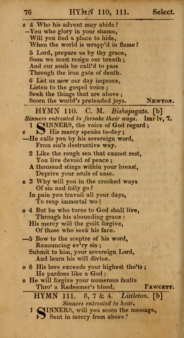 Select Hymns: the third part of Christian Psalmody; with directions for musical expression (Stereotype ed.) page 76