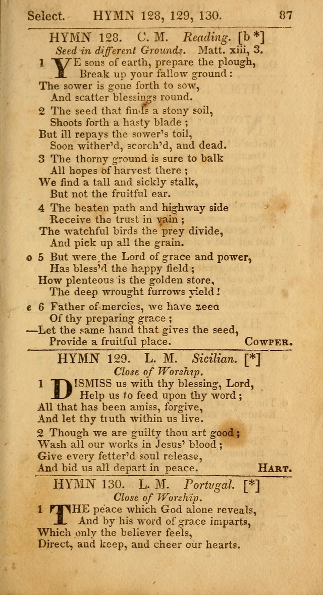 Select Hymns: the third part of Christian Psalmody; with directions for musical expression (Stereotype ed.) page 87