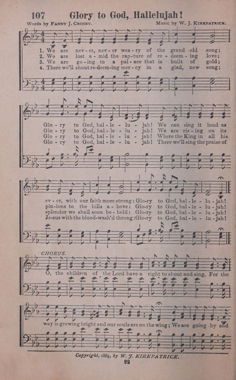Songs of Joy and Gladness with Supplement page 92