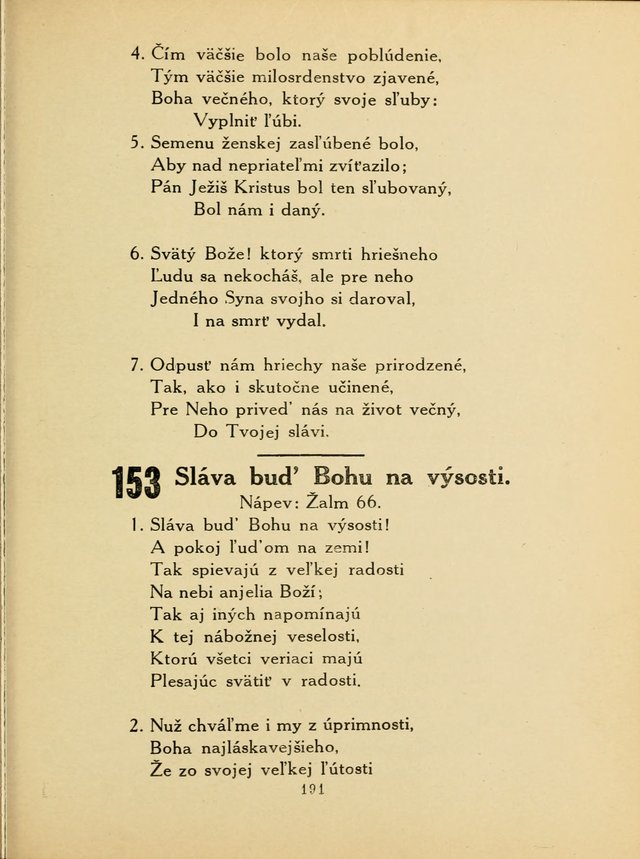 Slovensky Kalvinsky Spevnik page 191