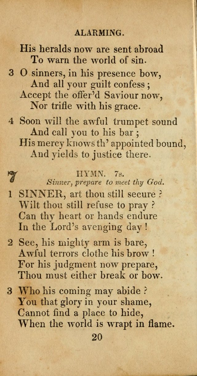 Sacred lyrics, or Select hymns: particularly adapted to revivals of religion, and intended as a supplement to Watts.  page 20
