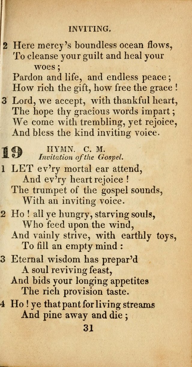 Sacred lyrics, or Select hymns: particularly adapted to revivals of religion, and intended as a supplement to Watts.  page 31