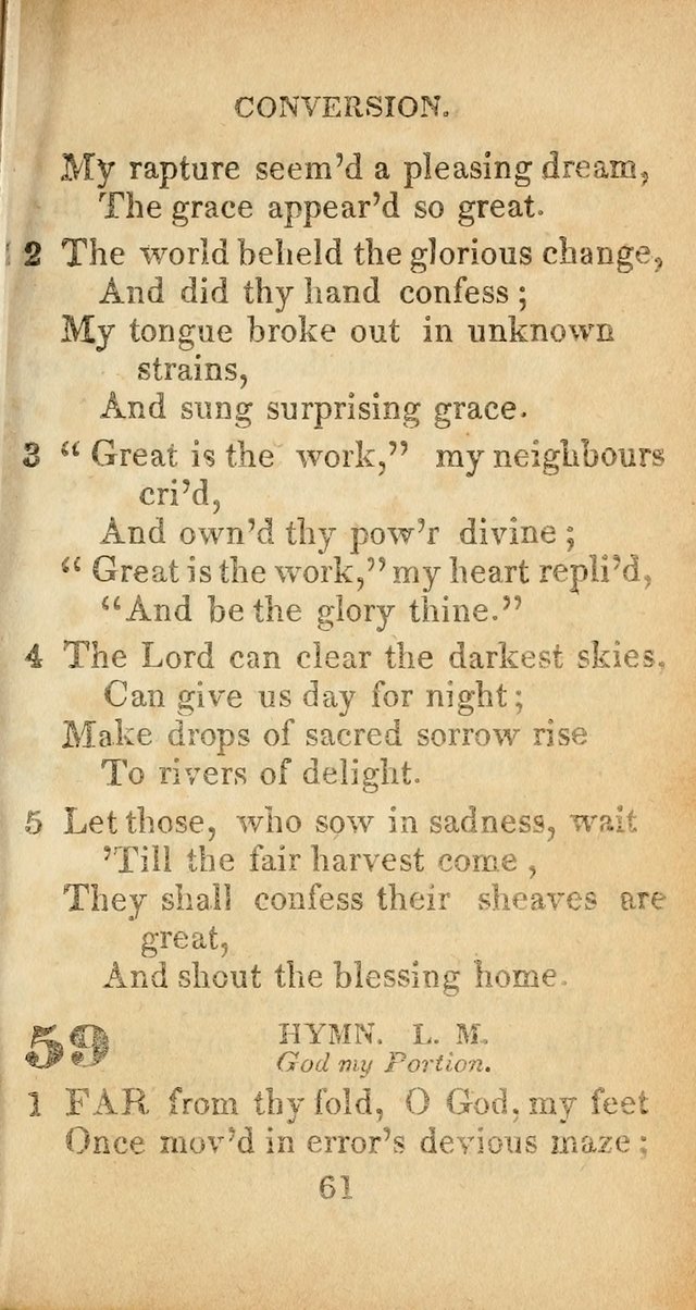 Sacred lyrics, or Select hymns: particularly adapted to revivals of religion, and intended as a supplement to Watts.  page 61