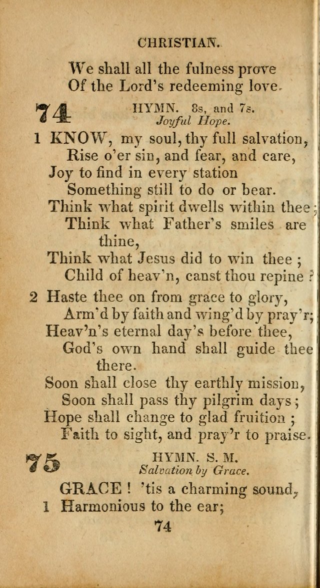 Sacred lyrics, or Select hymns: particularly adapted to revivals of religion, and intended as a supplement to Watts.  page 74
