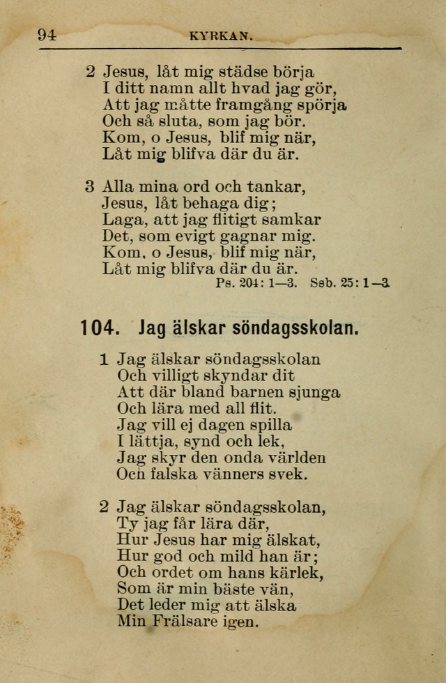 Söndagsskolbok: innehållande liturgi och sånger för söndagsskolan (Omarbetad uppl.) page 94
