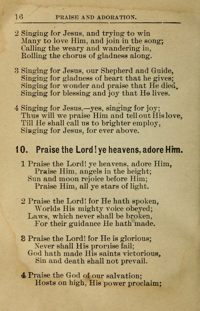 Sunday School Book: containing liturgy and hymns for the Sunday School (Rev. and Enl. Ed.) page 16