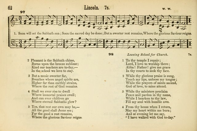 The Sabbath School: a complete collection of hymns and tunes for Sabbath schools, families, and social gatherings page 62