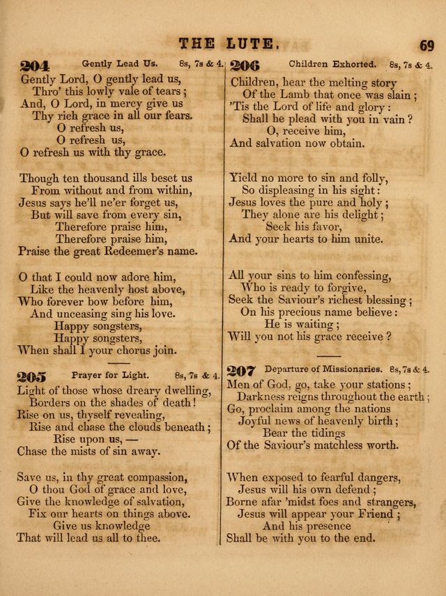 The Sabbath School Lute: a selection of hymns and appropriate melodies, adapted to the wants of Sabbath schools, families and social meetings page 69