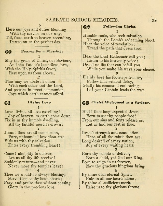 The Sabbath School Melodist: being a selection of hymns with appropriate music; for the use of Sabbath schools, families and social meetings page 35