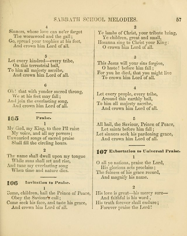 The Sabbath School Melodist: being a selection of hymns with appropriate music; for the use of Sabbath schools, families and social meetings page 57