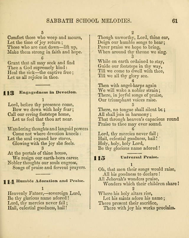 The Sabbath School Melodist: being a selection of hymns with appropriate music; for the use of Sabbath schools, families and social meetings page 61